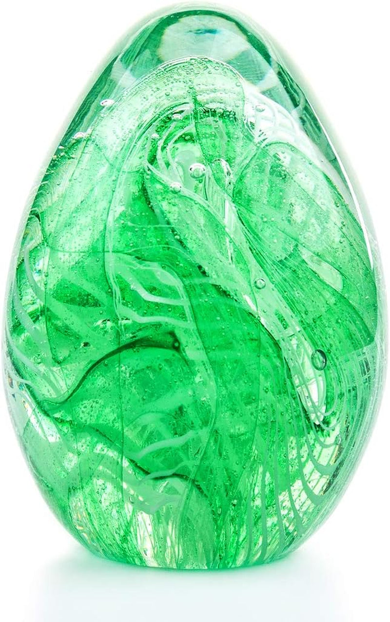 Crystal Blessings Paperweight Easter Eggs Blown Glass Art Figurine Collectibles Desk Decor (Green)