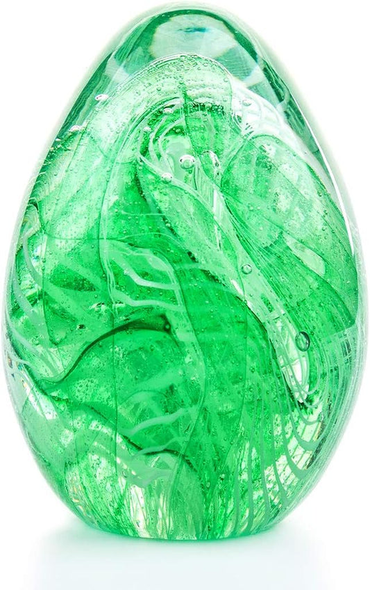 Crystal Blessings Paperweight Easter Eggs Blown Glass Art Figurine Collectibles Desk Decor (Green)