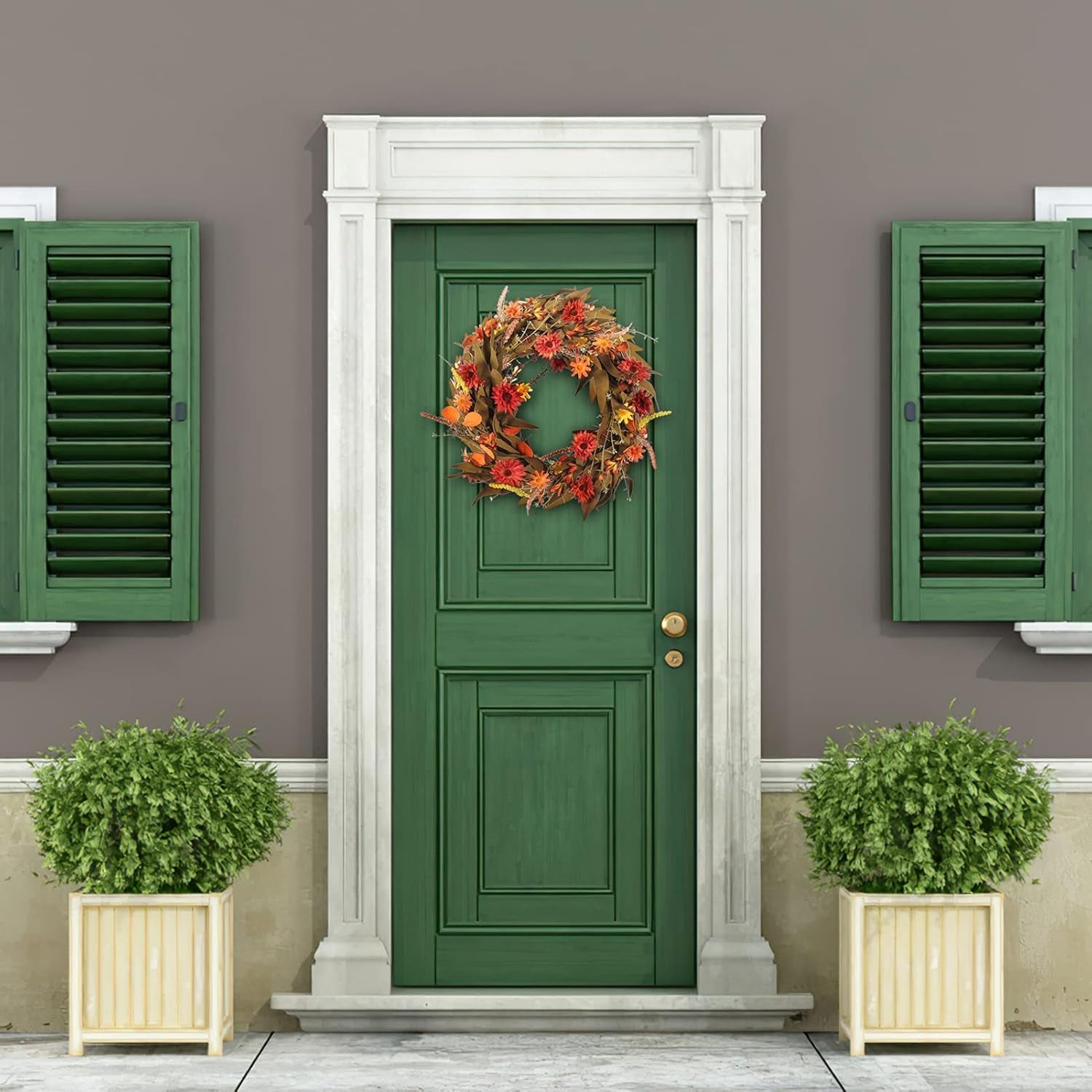 Fall Wreaths for Front Door,22 Inch Floral Wreath,Artificial Door Wreath,Autumn Harvest Wreaths for Halloween Easter Thanksgiving Decoration