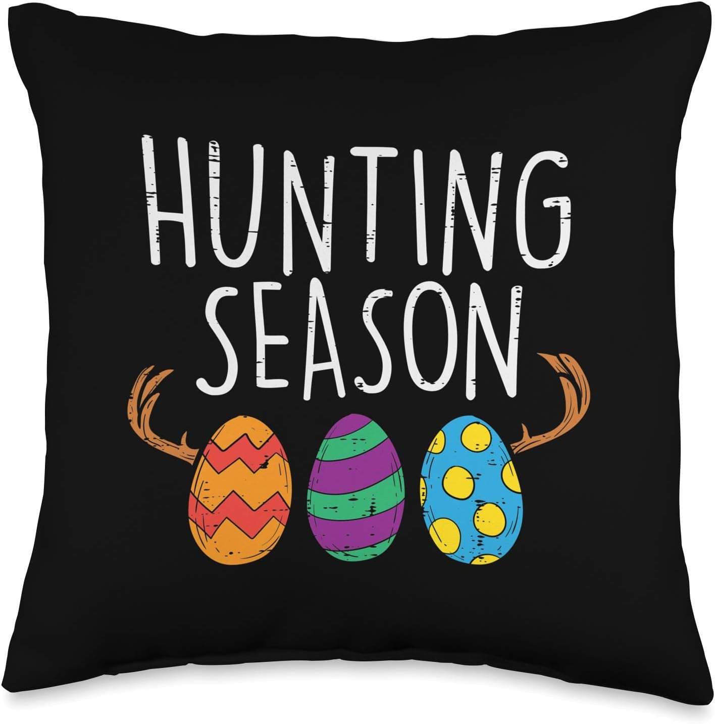 Hunting Season Eggs Deer Funny Easter Day Egg Hunt Hunter Throw Pillow