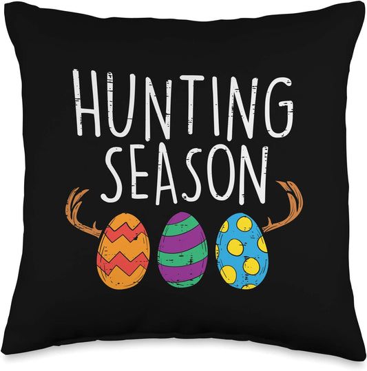 Hunting Season Eggs Deer Funny Easter Day Egg Hunt Hunter Throw Pillow