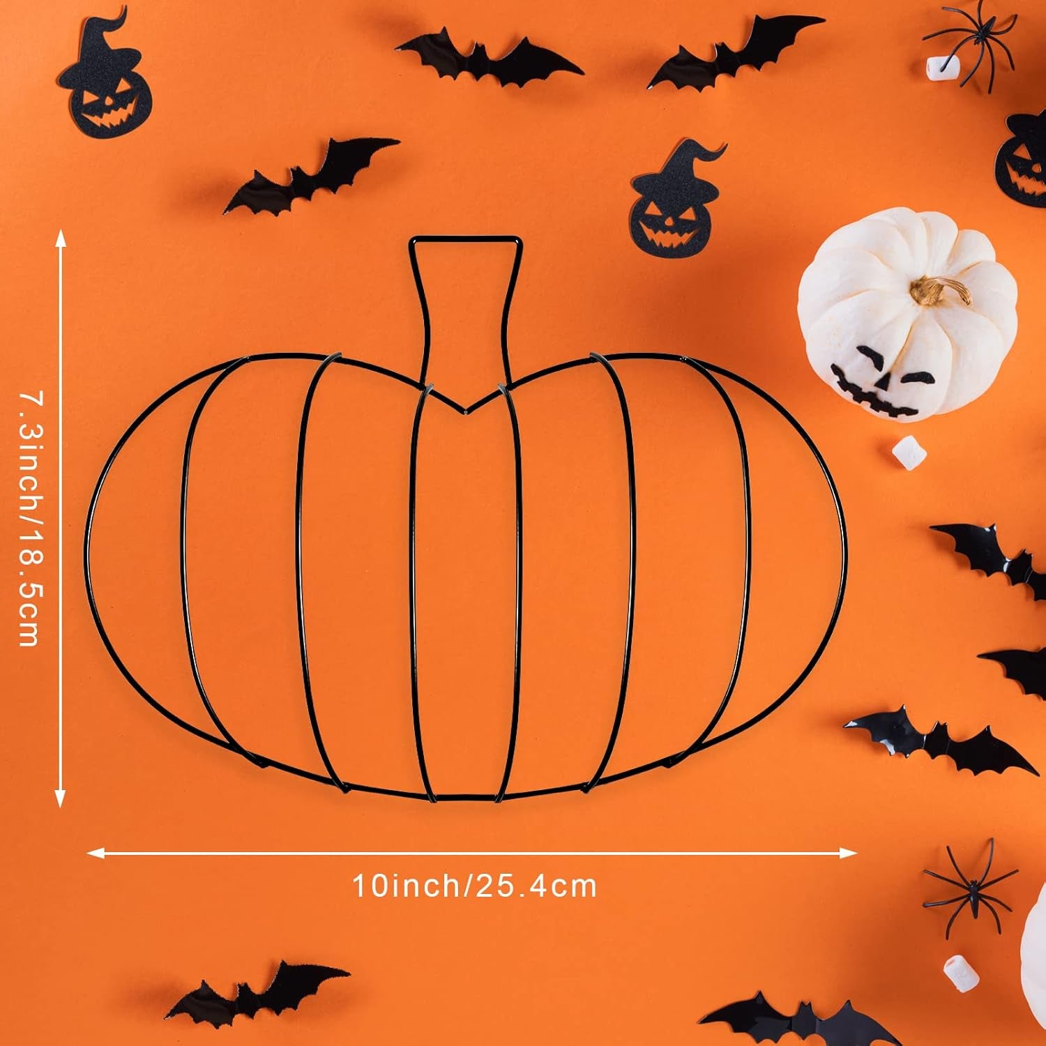 3 Pcs 10 X 7.3 Inches Autumn Pumpkin Shaped Metal Wreath Form Thanksgiving Wire Floral Frame Halloween 3D Pumpkin Wreath Indoor Outdoor Garden Porch Kitchen DIY Craft Decorations