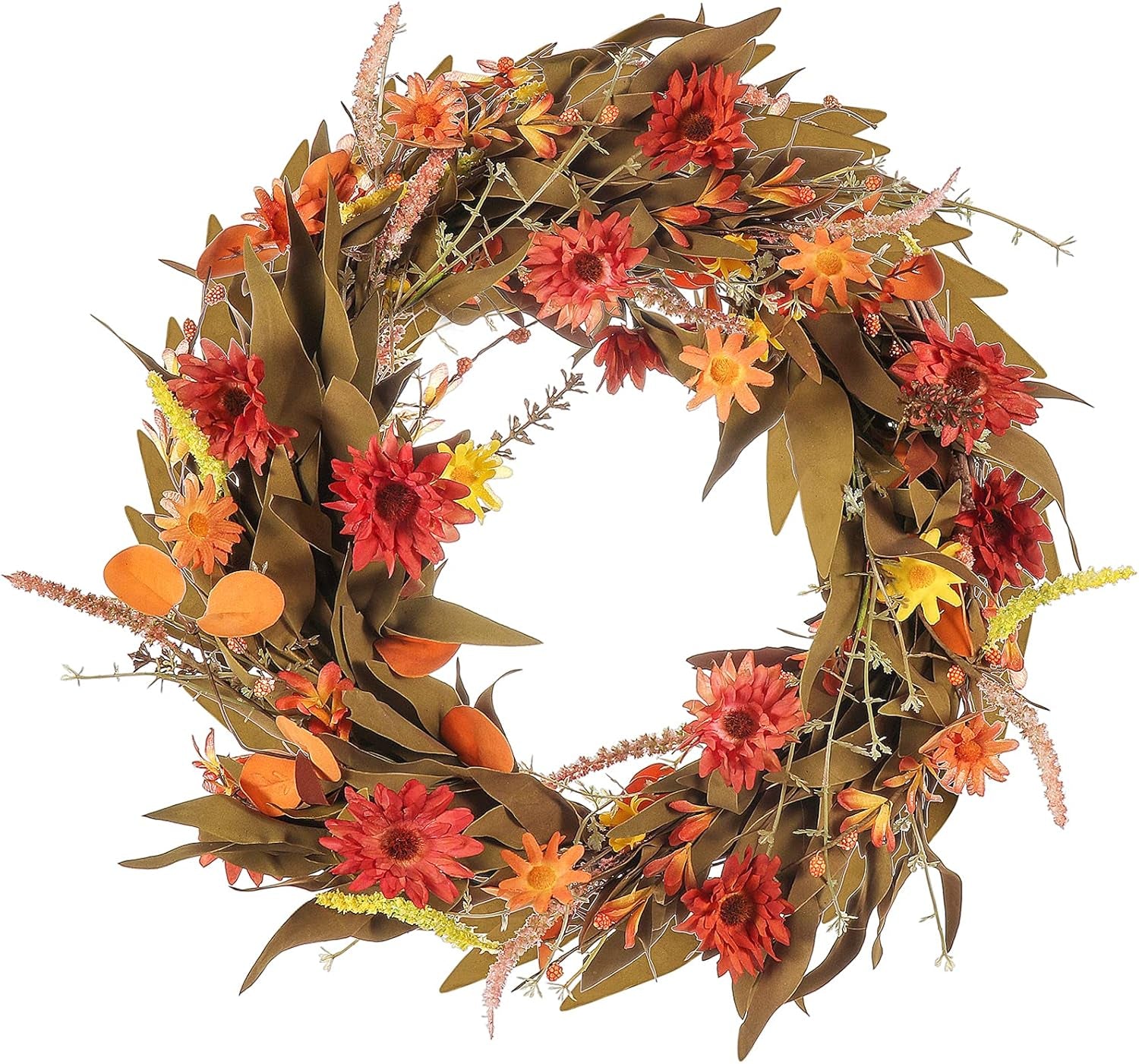 Fall Wreaths for Front Door,22 Inch Floral Wreath,Artificial Door Wreath,Autumn Harvest Wreaths for Halloween Easter Thanksgiving Decoration