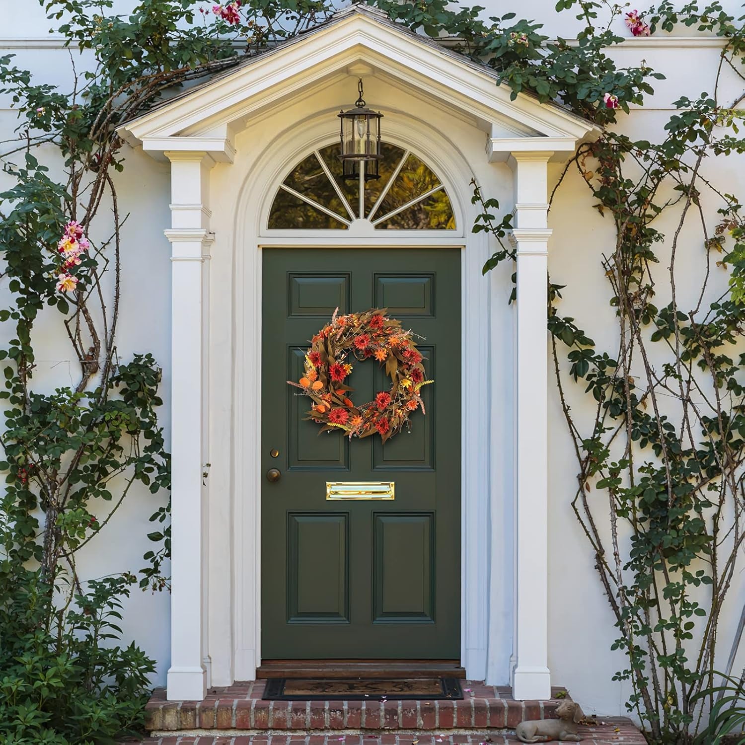 Fall Wreaths for Front Door,22 Inch Floral Wreath,Artificial Door Wreath,Autumn Harvest Wreaths for Halloween Easter Thanksgiving Decoration