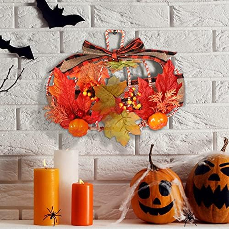 3 Pcs 10 X 7.3 Inches Autumn Pumpkin Shaped Metal Wreath Form Thanksgiving Wire Floral Frame Halloween 3D Pumpkin Wreath Indoor Outdoor Garden Porch Kitchen DIY Craft Decorations