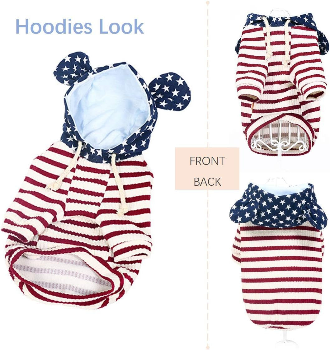 Pet Dog Sweater, Star Spangled Dog Hoodies Clothes Small Pet Apparel Clothing Puppy Outfit for Walking Party