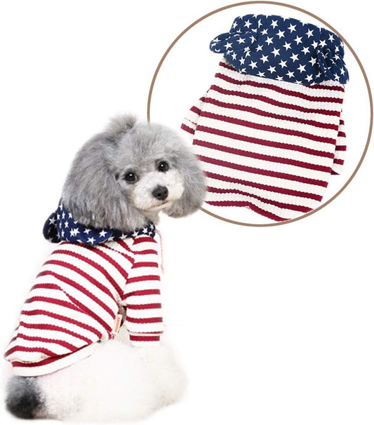 Pet Dog Sweater, Star Spangled Dog Hoodies Clothes Small Pet Apparel Clothing Puppy Outfit for Walking Party