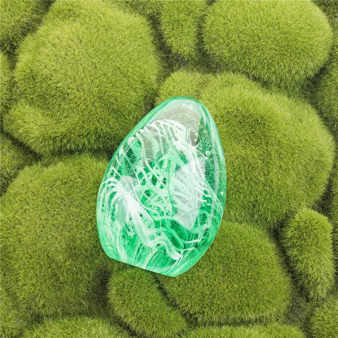 Crystal Blessings Paperweight Easter Eggs Blown Glass Art Figurine Collectibles Desk Decor (Green)
