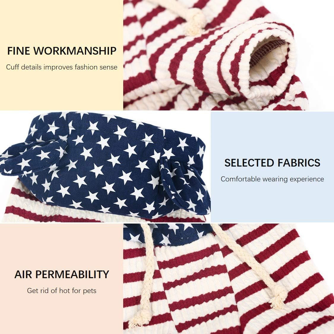 Pet Dog Sweater, Star Spangled Dog Hoodies Clothes Small Pet Apparel Clothing Puppy Outfit for Walking Party