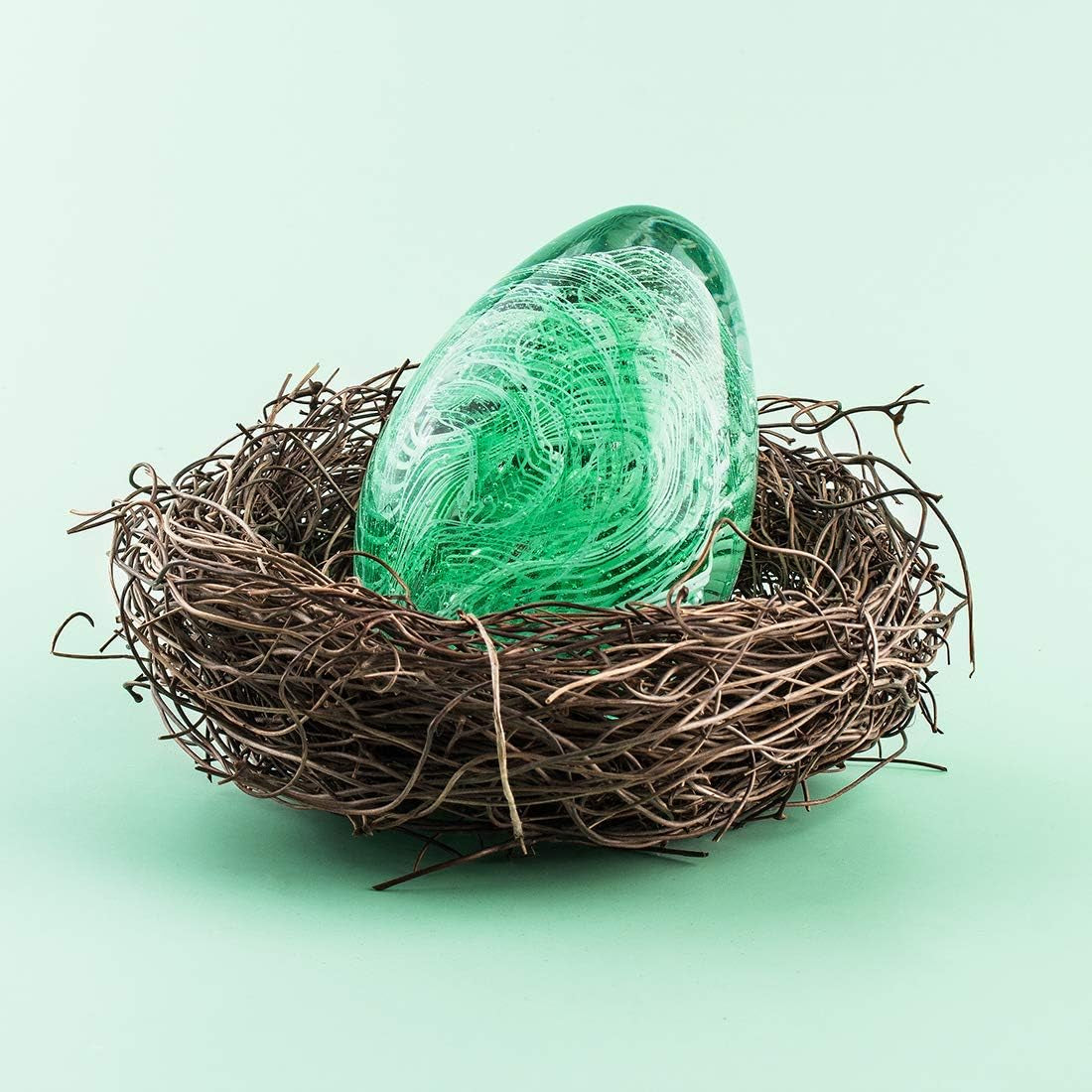 Crystal Blessings Paperweight Easter Eggs Blown Glass Art Figurine Collectibles Desk Decor (Green)
